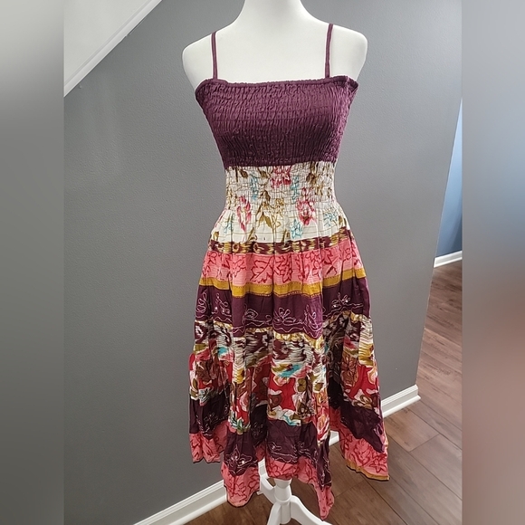 Priya Dresses & Skirts - Priya Ladies Boho Dress Embroidered Floral Smocked top ONE SIZE FITS SMALL India